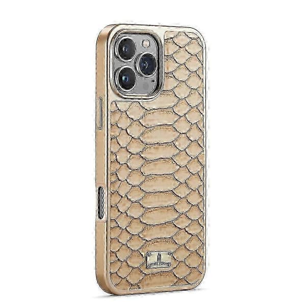 Fierre Shann Python Tekstur Elektroplettering PU Telefondeksel White For iPhone 16 Pro Max