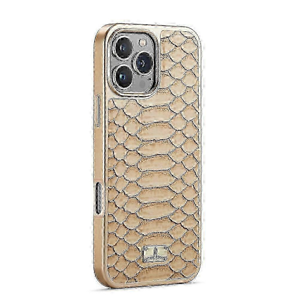 Fierre Shann Python Textur Elektroplätering PU Telefonfodral White For iPhone 16 Pro Max