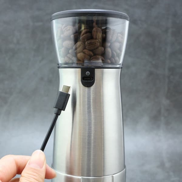 Bærbar elektrisk kaffekværn, USB genopladelig, keramisk kværn, sort