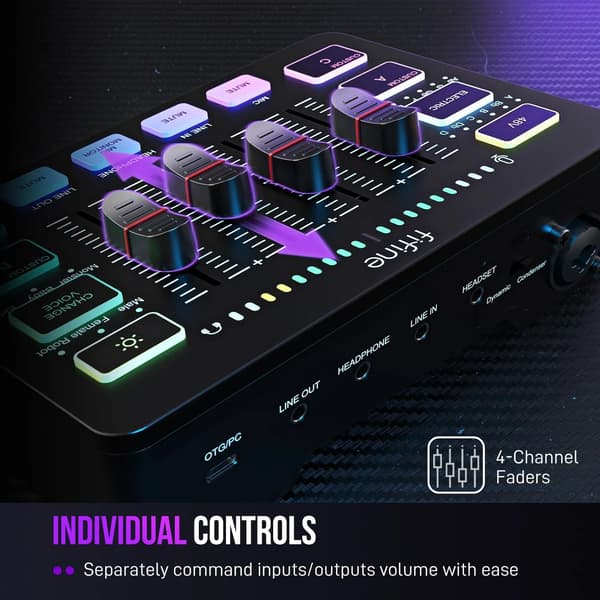 Streaming RGB PC-mixer med XLR-indgang - Lydeffektprocessor til live-udsendelse og podcasting (demoenhed)