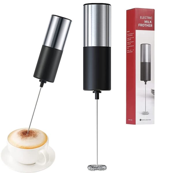 Elektrisk Mini Mælkeskummer, Batteridrevet, Rustfrit Stål, til Kaffe, Varm & Kold Mælk