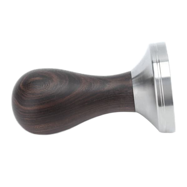 53 mm kaffetamper, rustfritt stål med trehåndtak, for hjemmekontor