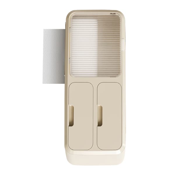 Borefri toiletpapirholder, vægmonteret, vandtæt opbevaringsboks, beige