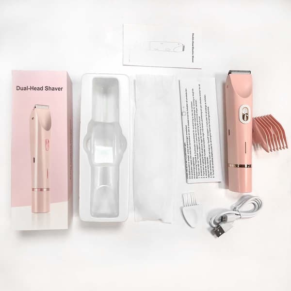 Elektrisk hårfjerner til kvinder, smertefri trimmer til ansigt, krop, bikini, genopladelig, pink Pink