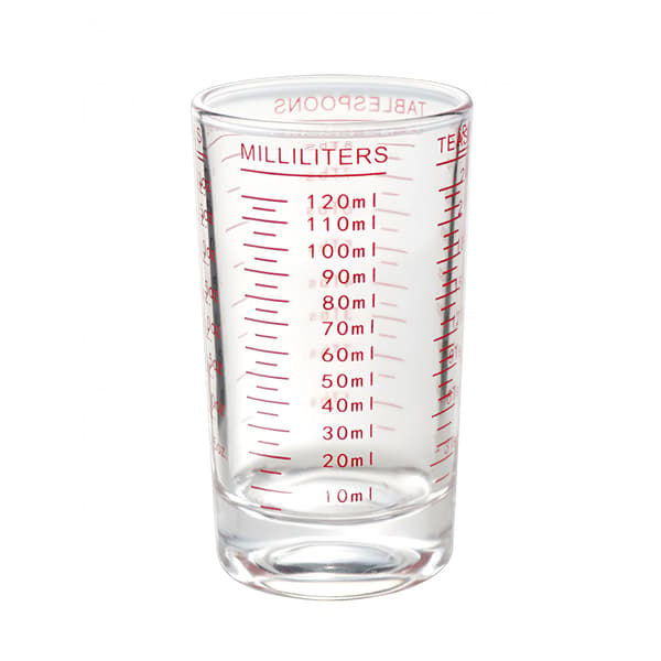 Glasmålebæger 4oz/120ml, Rød, Tungt Espresso Shotglas, Væske, Letlæseligt