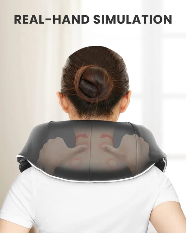 Elektrisk Shiatsu Nack- och Ryggmassager med Värmeterapi, Djupknådande Noder för Muskelvärk, Ergonomisk Design med 8 Noder