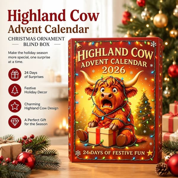 Julekalender Blind Box, Akrylpynt, Highland Ko Serie, Trædekoration 3D