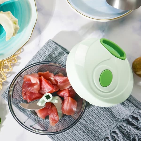 400 ml manuell mathakker, håndsveivet grønnsakskutter med rustfrie stålblader, bærbar