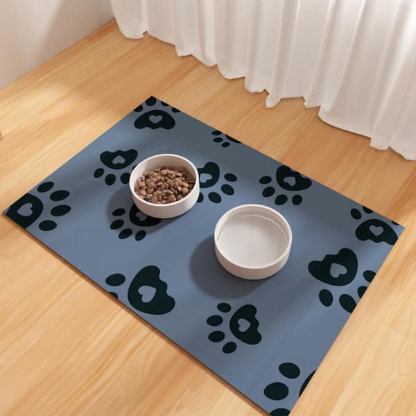 Absorberende vandtæt kæledyrsfodermåtte i gummi til hunde og katte, gulvmåtte til mad- og vandskåle. Blue 30×50 cm