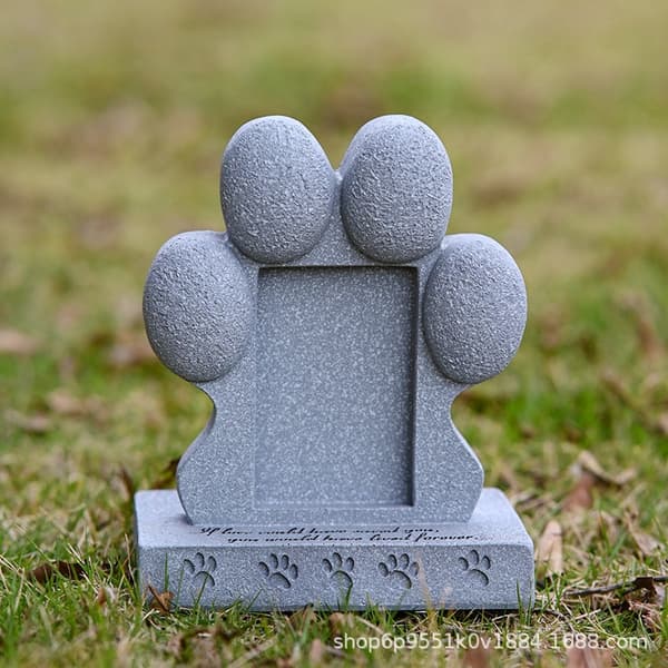 Mindesten til kæledyr i harpiks, grå, mindesmærke til dyr kat hund gravmarkør ornament Pet tombstone gray