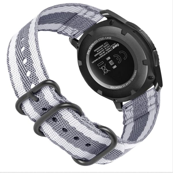 Nylonarmband för Samsung Galaxy Watch 4 & Huawei GT 4, Grå, Andningsbart, Justerbart