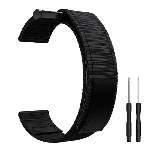 22 mm nylonurrem til Garmin Fenix 5/6/7 Forerunner Approach, sort Black