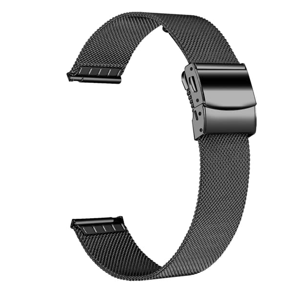 22 mm urrem i rustfrit stål til Samsung Huawei, sort, premium metalarmbånd