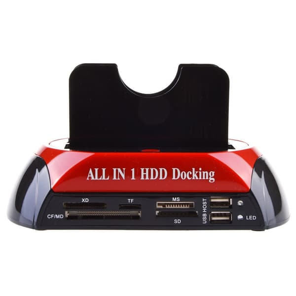 Hårddiskdockningsstation, USB eSATA, dubbla fack för 2,5\" och 3,5\" HDD, svart