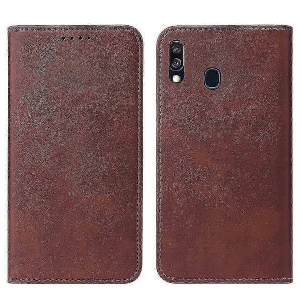 Magnetiskt läderfodral för Samsung Galaxy A40 Brown