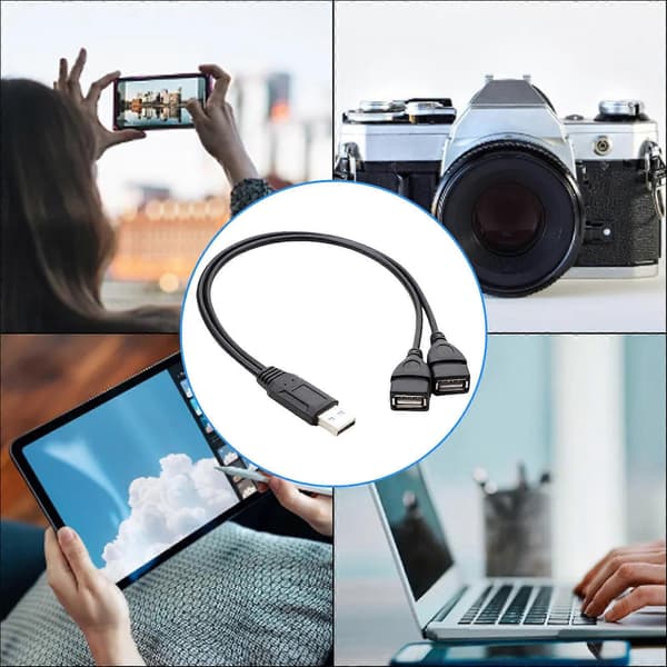 USB Y-splitterkabel för laddning 2 i 1 USB hane till 2 USB2.0 hona förlängningskabel data laddningssplitteradapter