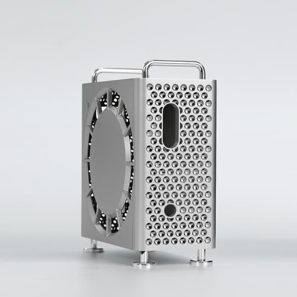 Beskyttelsesveske og stativ for Mac Mini M4/Pro, ABS, støtsikker, sølv Silver