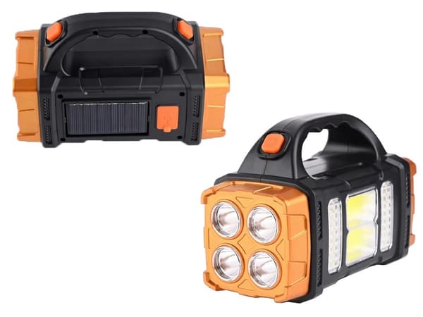 Bærbar oppladbar solcelle LED-campinglykt med powerbank, oransje Orange