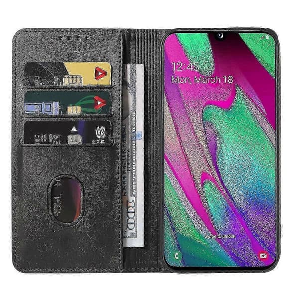 Magnetiskt läderfodral för Samsung Galaxy A40 Black