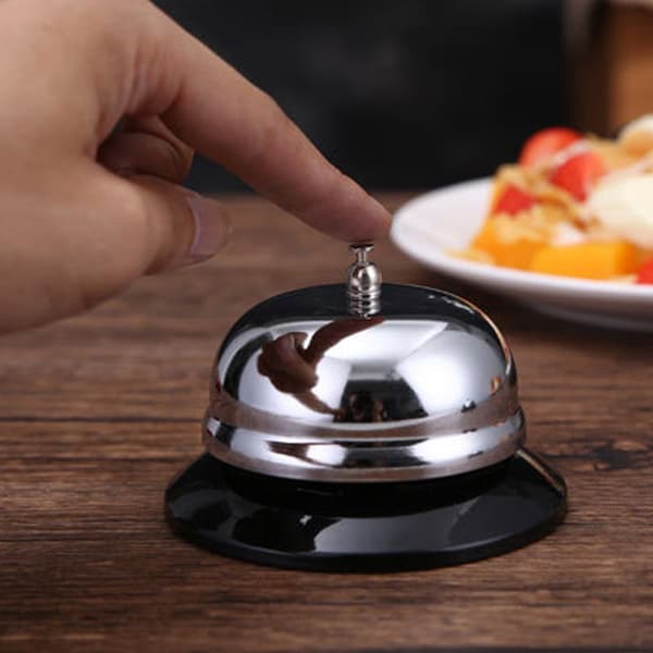 Middagsklokke i rustfrit stål, skrivebordsserviceklokke til køkken, kaffebar, restaurant