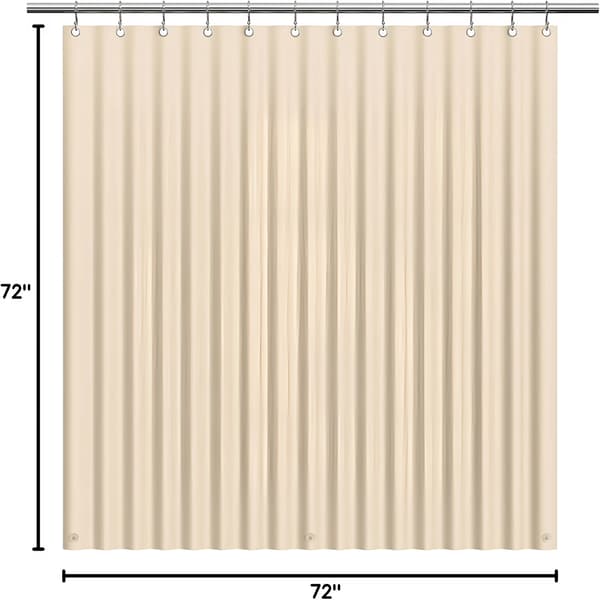PEVA Duschdraperi 72x72 tum, Beige, Vattentätt, Rostfria Metallöljetter