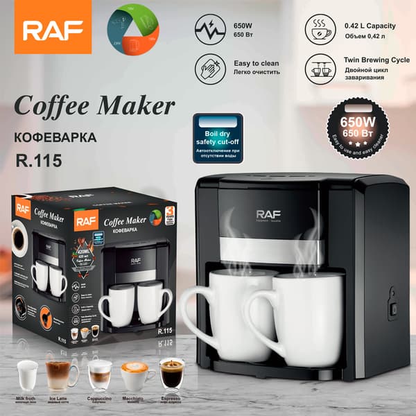 RAF Mini 2 Kopper 420ML Varmeplade Dryp Elektrisk Kaffemaskine