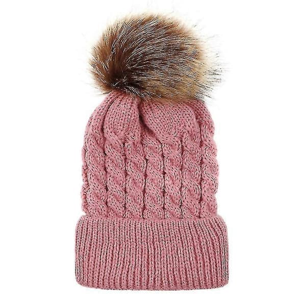 Matchende hue til forældre-barn, mor og børn, vinter skihat Pink Mother