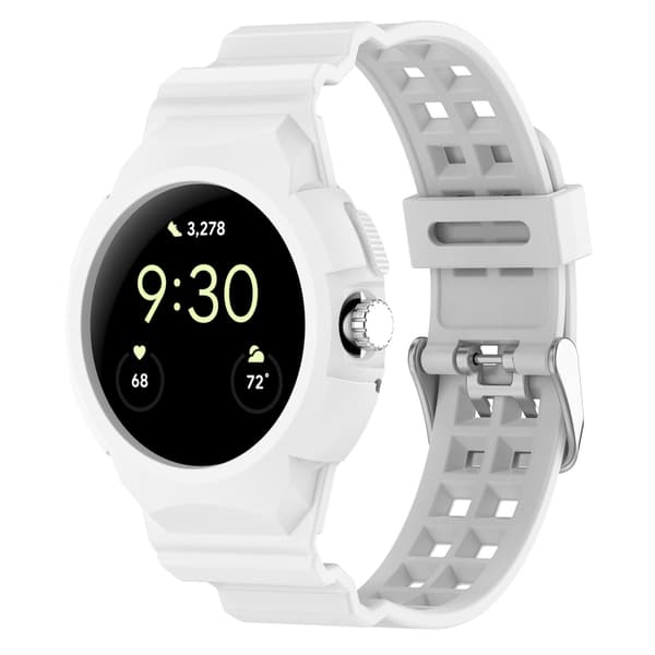 TPU Urrem til Google Pixel Watch 1/2, Hvid, Holdbar Fleksibel, 5,5-8,7 Tommer Håndled