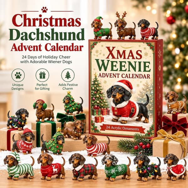 Jule-gravhund julekalender 2026, PVC-blindboksfigur, moderne stil