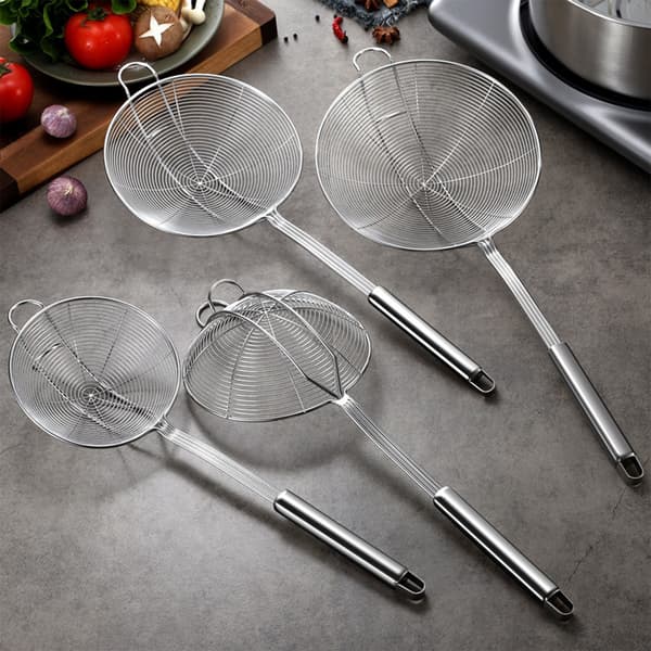 Si i rustfrit stål, 14 cm, dobbeltkrog, til dumplings, nudler, hot pot