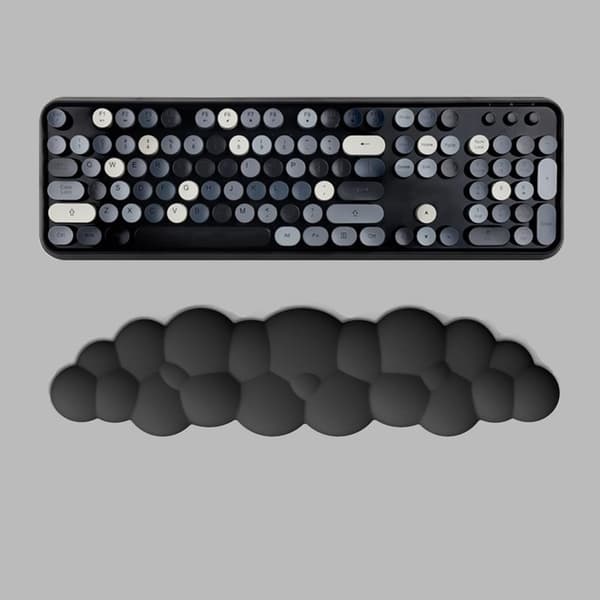 Håndledsstøtte til tastatur i memoryskum, sort, 2-delt sæt, ergonomisk støtte, skridsikker base