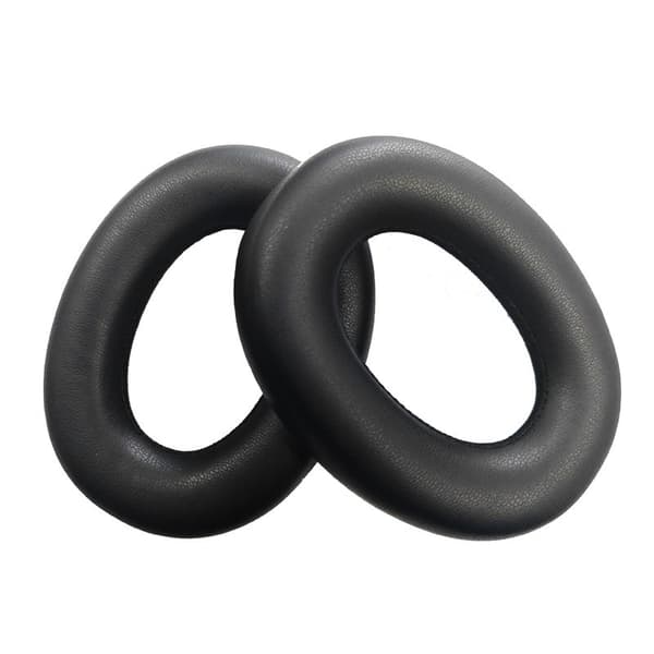 Ørepuder kompatible med Bowers & Wilkins PX8/S2, proteinlæder, sort, 9,5x7,5x2,2 cm