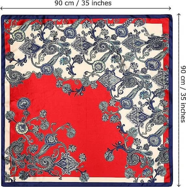 4-pakning 89 cm sateng silkelignende skjerf, dame hodeplagg halsskjerf hårbånd (oransje/rosa/blå/rød)
