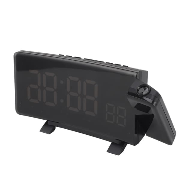 Projektionsväckarklocka med 2 USB-portar, böjd LED-display, digital projektor för sovrum och kontor