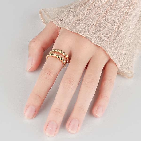 Justerbar stressring, kobbergull, 17 mm, Fidget Spinner-ring for angst