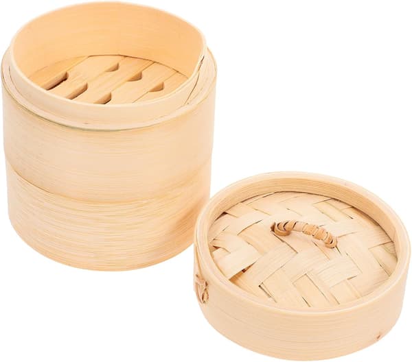3-delt dampkogsæt 10 cm rundt med låg - Genanvendelig Dim Sum Dumpling Damper til asiatisk madlavning