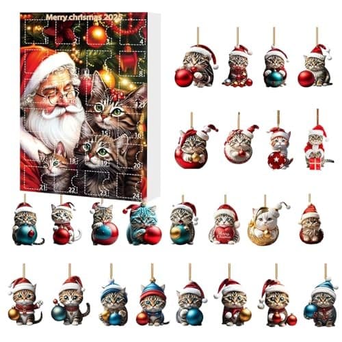 Kattpynt Julekalender, 24-dagers nedtelling, Akryl Katteanheng, Modell C