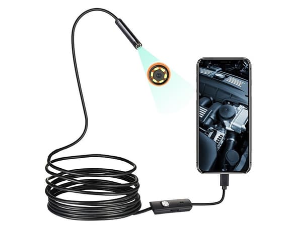USB endoskop inspeksjonskamera for Android PC, 5m kabel, 6 LED, 5.5mm linse