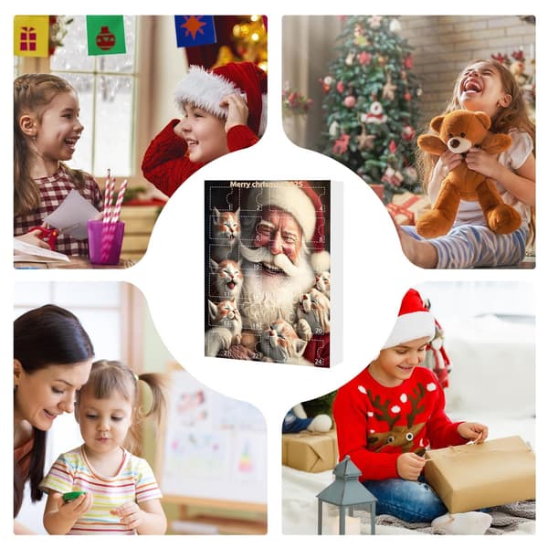 Katt julekalender, 24-dagers nedtelling, akryl kattungepynt til tre, bilspeil, veggdekor Model A