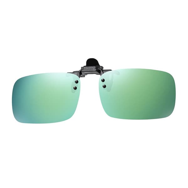 Clip-on solbriller, medium, speilgrønn, TR90, UV400, 180° vippbar design Green