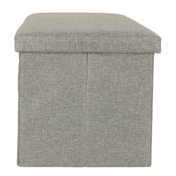 Vikbar förvaringspuff, grå, 76x38x38cm, skumsits, fotpall, extra sittplats