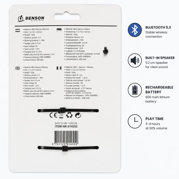 Mini Bluetooth-høyttaler, trådløs 5.3, bærbar, ABS, 3-4 timers spilletid