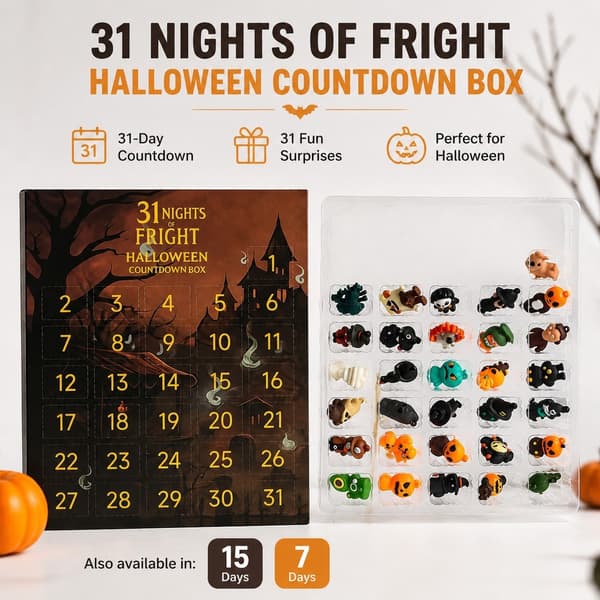 3D Halloween-nedräkningsbox, 31/15/7 dagars Fright Night, PVC-samlarobjekt 31 Days