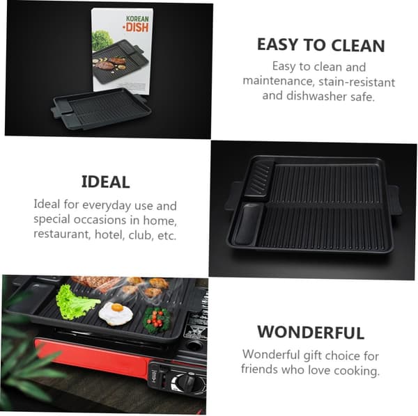 Rektangulær non-stick Churrasco-pande, letvægts varmebestandig til udendørs grill
