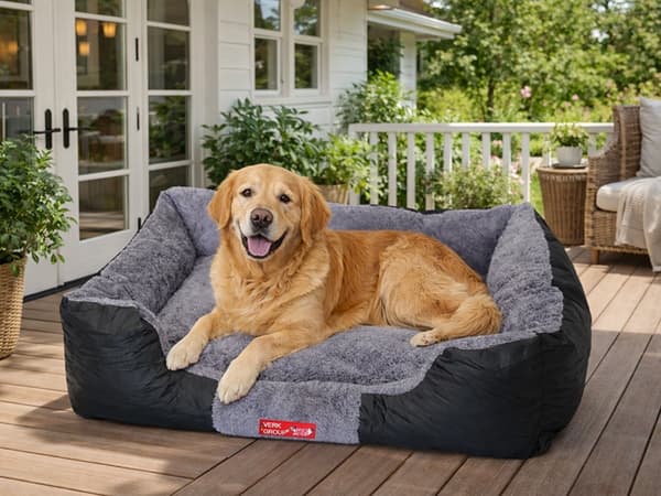 Blød hundeseng sofa, plys kæledyrssofa, vaskbart betræk, mellemstore til store hunde Large