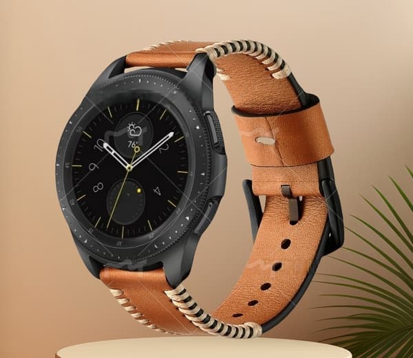Ægte læderrem til Galaxy Watch3 22mm, brun, retro design, komfortabel