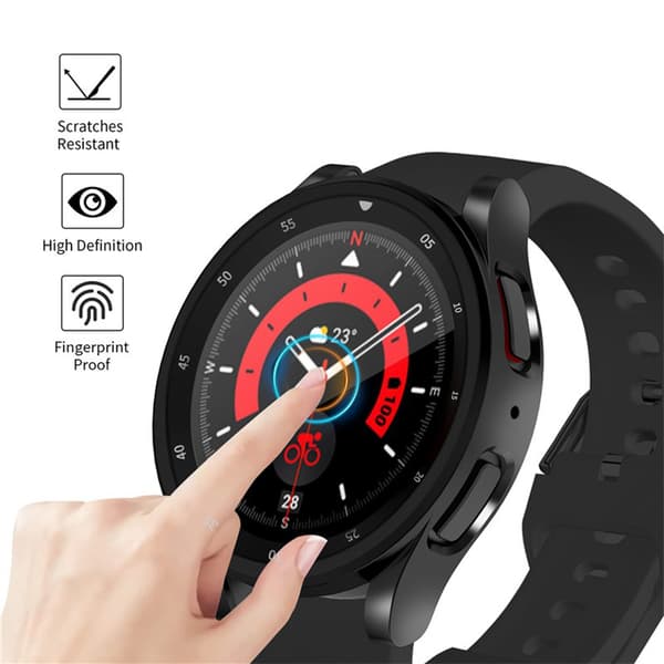 Fuld dækkende etui til Samsung Watch 5 Pro, TPU beskyttelsescover, sort