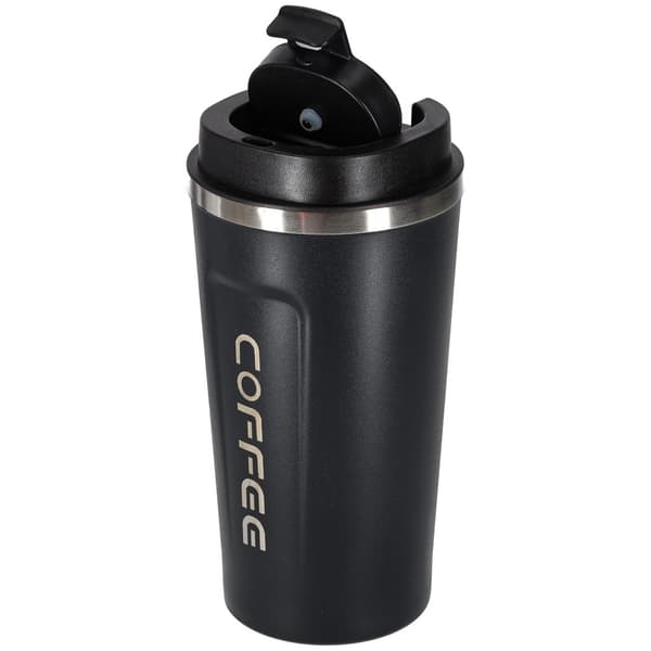 Termosmugg med LED-display, 500 ml, svart, isolerad resemugg för kaffe Black