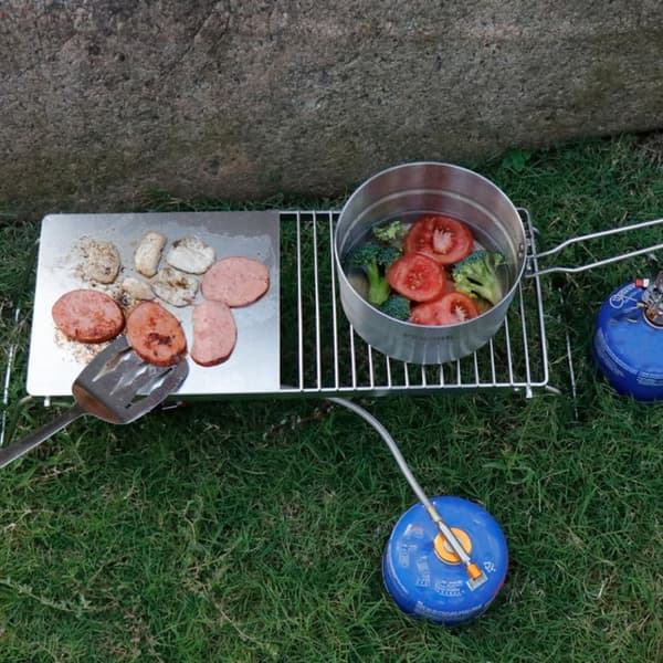 Rustfrit Stål Churrasco Grill Bærbar BBQ Kulstativ til Camping Sammenklappeligt Grilltilbehør