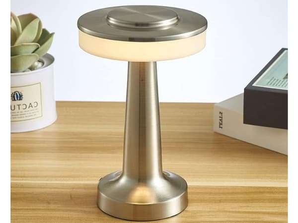 Trådløs LED-bordlampe, berøringskontroll, dimbar, 3 fargemoduser, oppladbar, moderne design